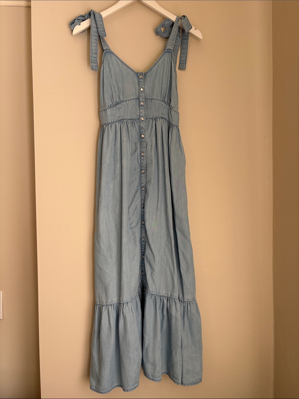Levi's Light Blue Denim Maxi Dress with Tie Straps